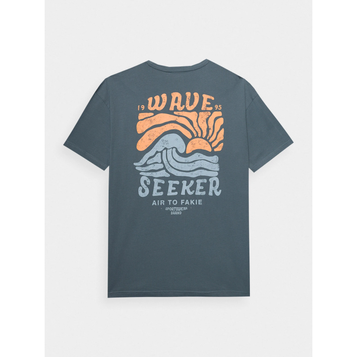 Męski t-shirt oversize z nadrukiem 4F 4F - 7 buty zapaśnicze ubrania kostiumy