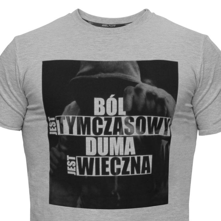 T-shirt -Beltor "Ból jest tymczasowy"  - 3 buty zapaśnicze ubrania kostiumy