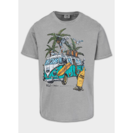 Men's Washed Raw Denim T-Shirt OPEN BEACH PIT BULL WEST COAST - 1 buty zapaśnicze ubrania kostiumy